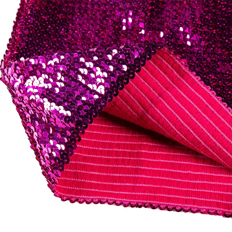 Fenyong Womens Sparkly Sequin Mermaid Crop Tops, Strapless Metallic Tube Tops for Party Clubwear(Hot Pink) - Image 4